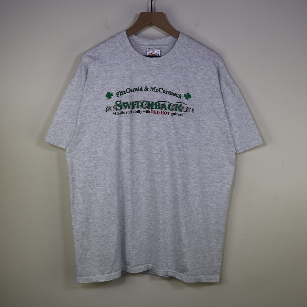 Vintage 90s Switchback Celtic Rockabilly Band T-Shirt XL Grey Music Bluegrass